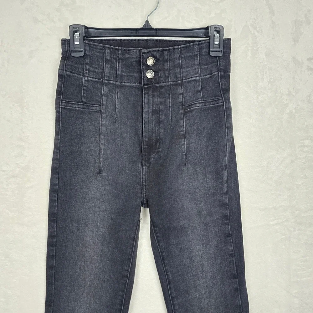 We The Free People Jayde Flare Jeans Washed Black 27 High Rise